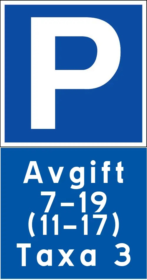 Avgift parking sign